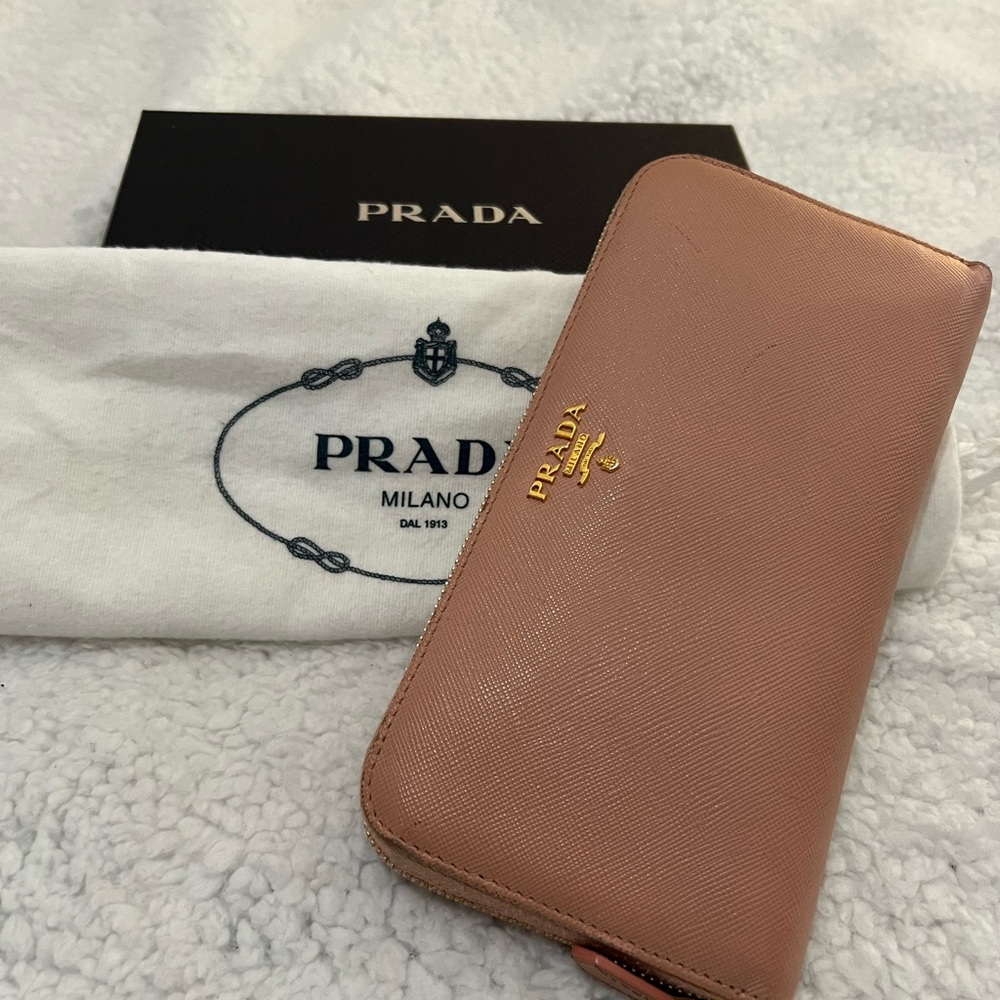 Prada long zippy wallet